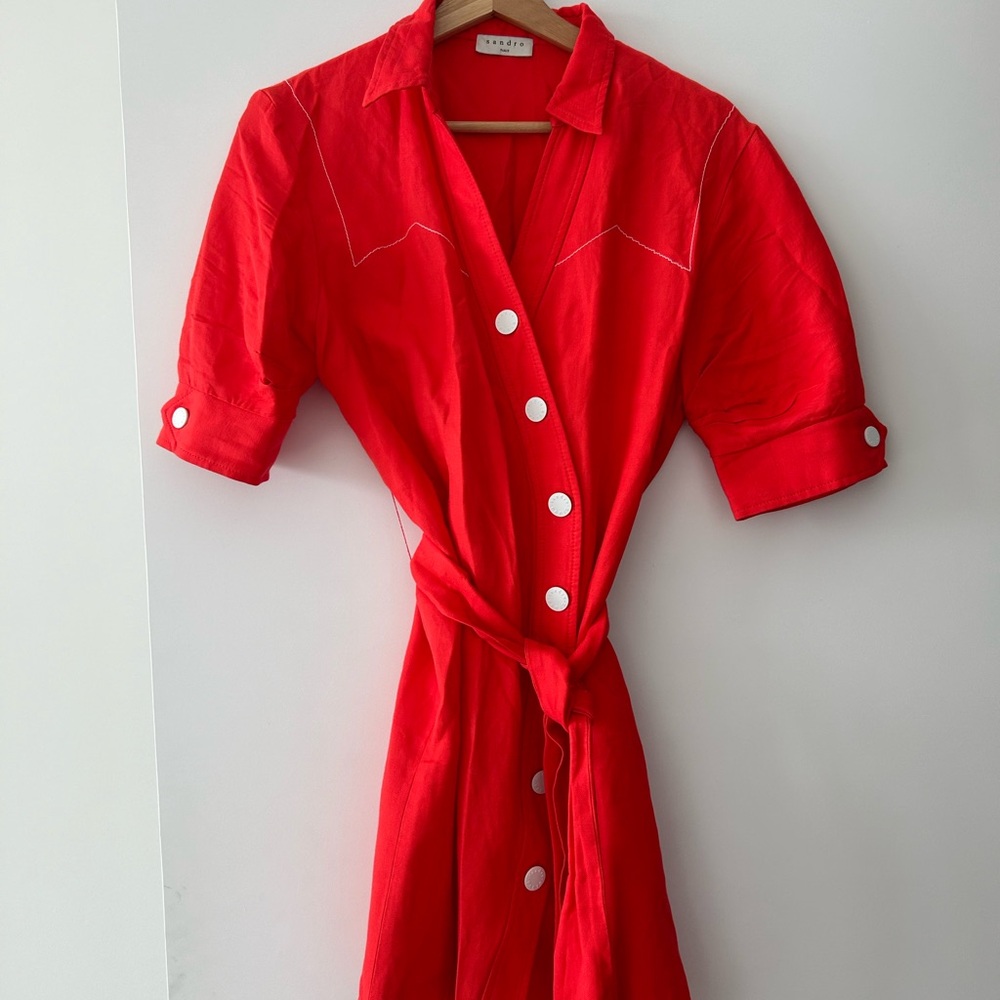 Sandro Kunga Linen Dress Pink - Fr 36